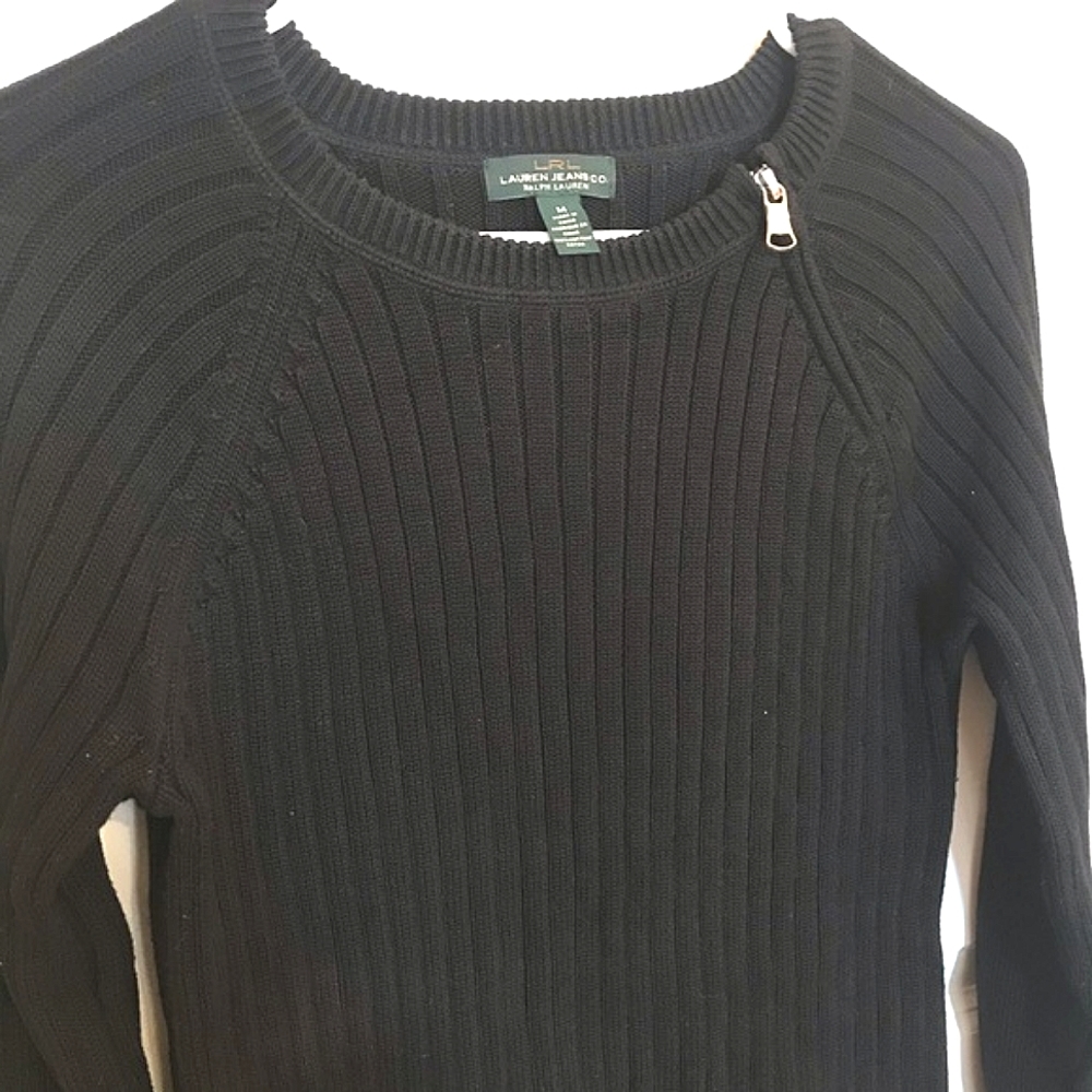 Ralph Lauren Black Sweater w/ shoulder zipper